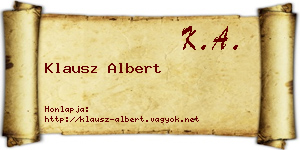 Klausz Albert névjegykártya